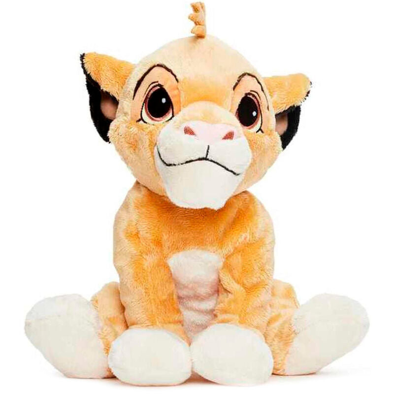 Peluche Simba de 30 cm posée sur un fond clair montrant sa texture moelleuse et ses finitions soignées