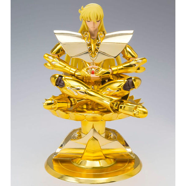 Vue rapprochée des expressions faciales interchangeables de la figurine Saint Seiya Virgo Shaka