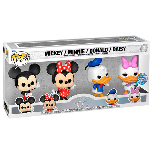 Pack de 4 figurines Funko POP Disney Classic comprenant Mickey, Minnie, Donald et Daisy pour le 100e anniversaire Disney
