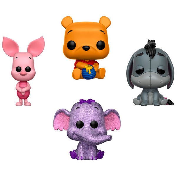 Vue rapprochée des figurines Funko POP exclusives de Winnie l'Ourson et ses amis avec détails précis et packaging original