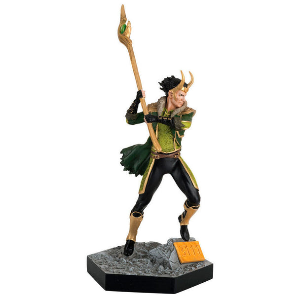 Figurine Marvel VS. Loki à l'échelle 1:16 vue de face avec détails précis du costume