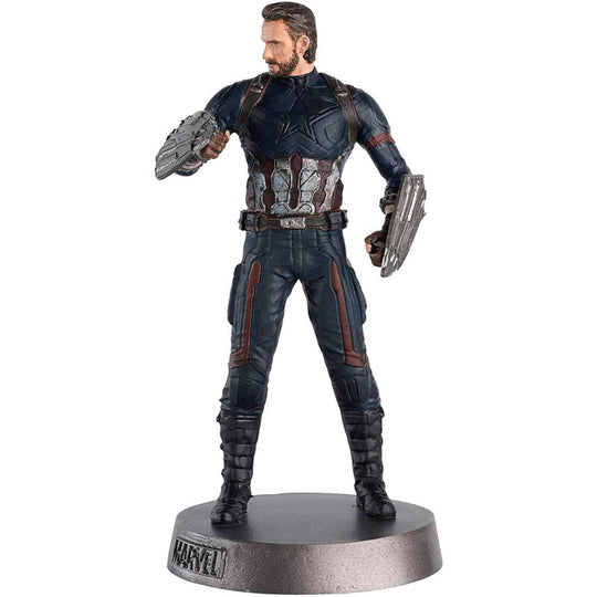 Vue latérale de la figurine Captain America Marvel Infinity Wars avec posture dynamique et couleurs vives
