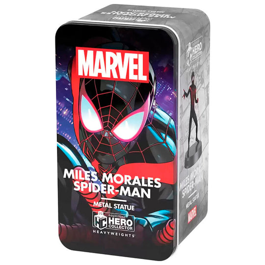 Détail rapproché de la figurine Spiderman Miles Morales montrant les textures et finitions du costume