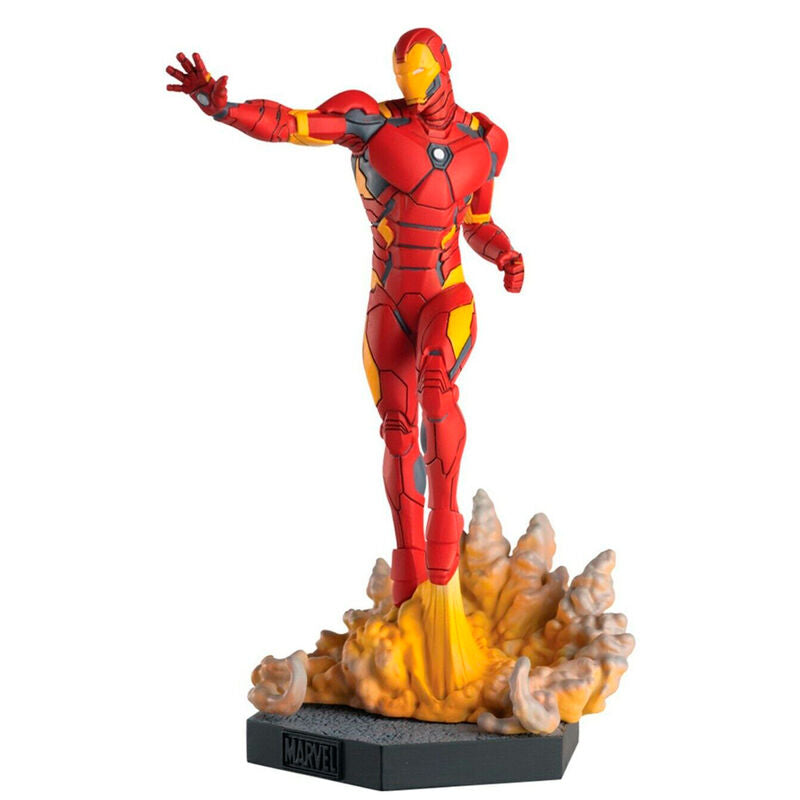 Vue latérale de la figurine Iron Man Marvel VS. avec finition brillante et couleurs vives