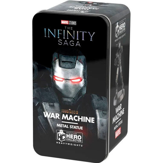 Figurine Iron Man War Machine exposée sur un socle, idéale pour collectionneurs Marvel fans