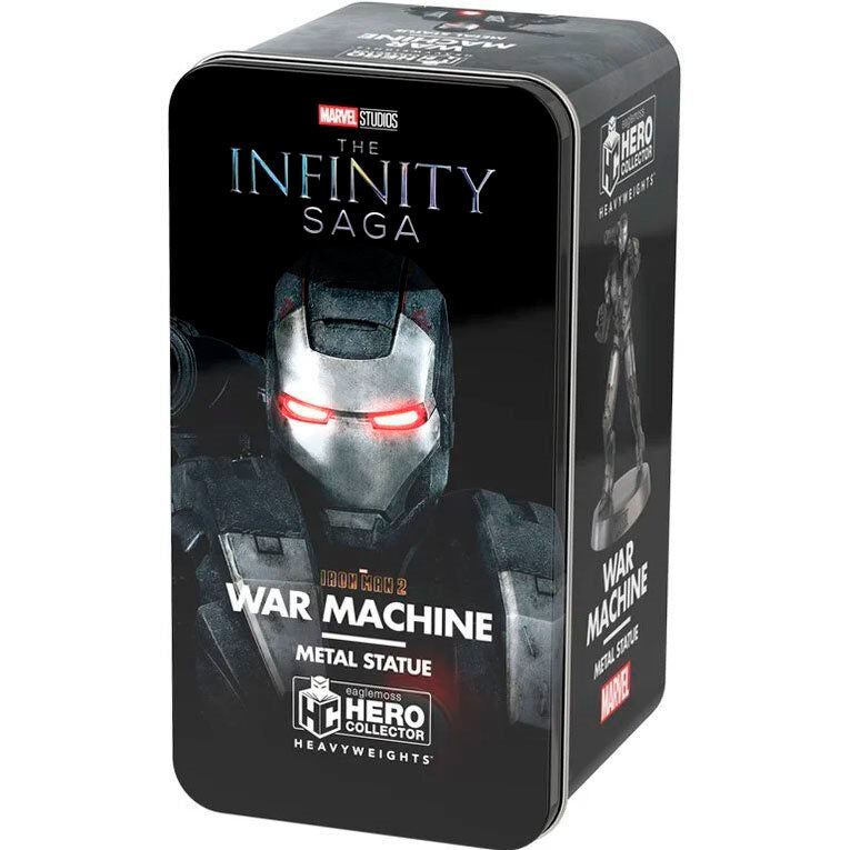 Figurine Iron Man War Machine exposée sur un socle, idéale pour collectionneurs Marvel fans