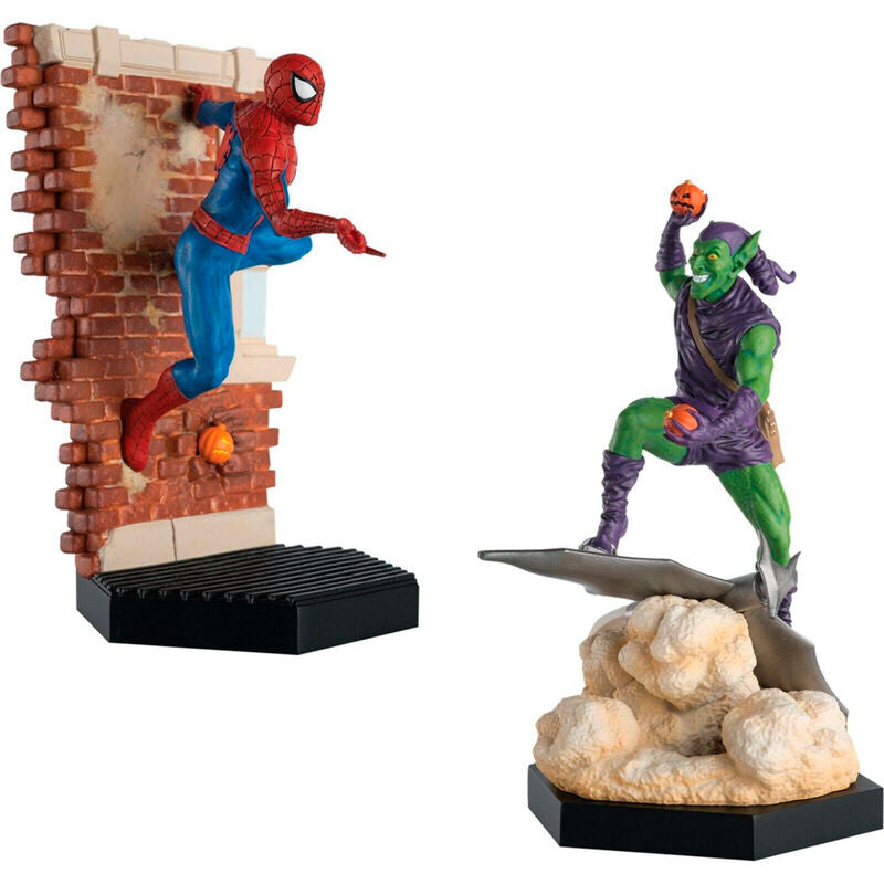 Photo de la figurine Marvel VS Spiderman sur son socle collector avec éclairage studio