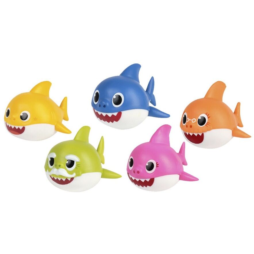 Ensemble de trois figurines Baby Shark COMANSI assorties présentées sur fond blanc