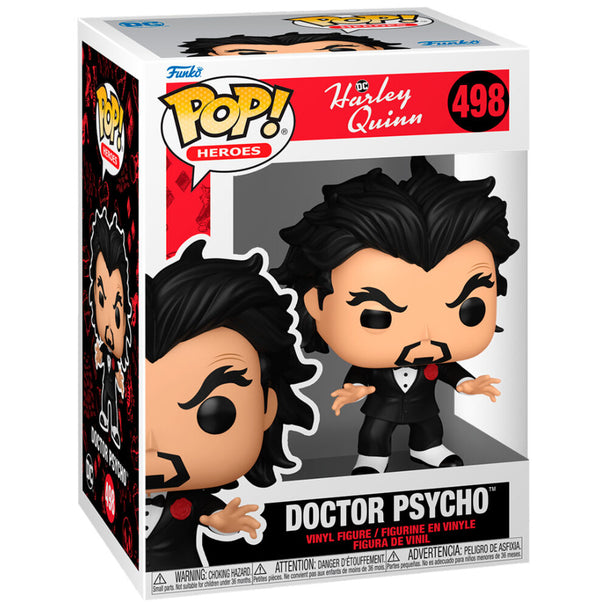 Figurine Funko POP Doctor Psycho en vinyle de 9 cm, exposée dans une boîte cadeau avec fenêtre, modèle officiel DC Comics