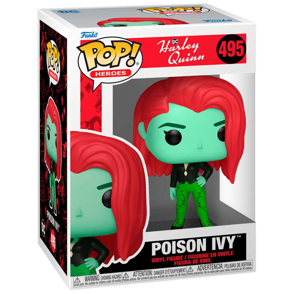 Figurine Funko POP Poison Ivy de 9 cm en vinyle avec détails précis, présentée dans une boîte cadeau transparente.