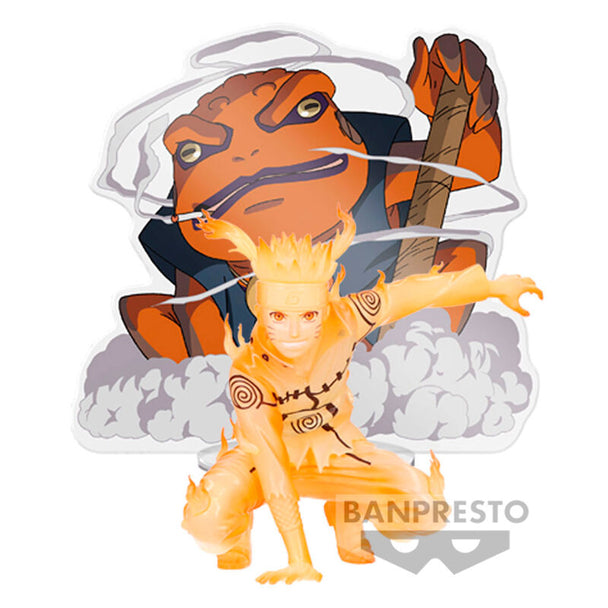 Figurine Naruto Uzumaki de 9 cm issue de Naruto Shippuden par BANPRESTO, vue de face avec détails soignés.