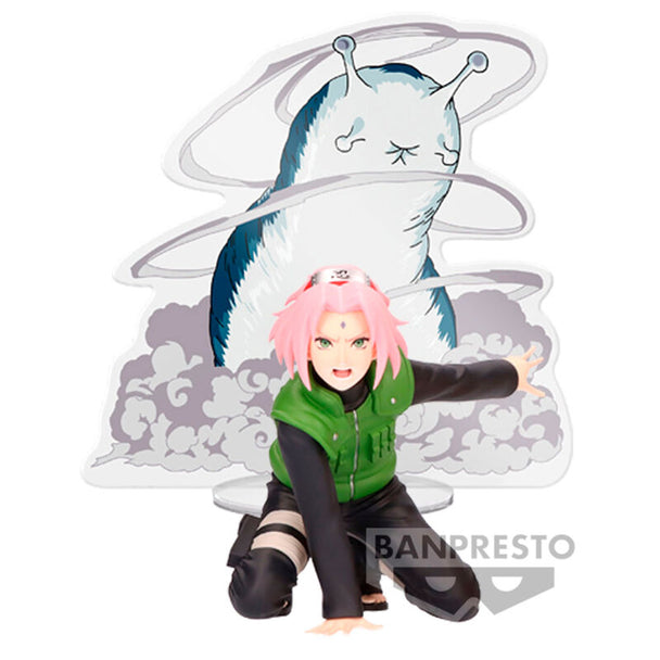 Figurine officielle BANPRESTO de Sakura Haruno de Naruto Shippuden en position dynamique, hauteur 9 cm.
