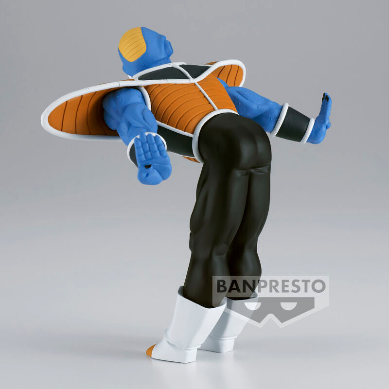 Figurine Ginyu Burter Dragon Ball Z posée sur socle, montrant l’ensemble complet