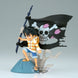 Gros plan sur le visage expressif de Monkey D Luffy dans la figurine WCF Log Stories de 8cm