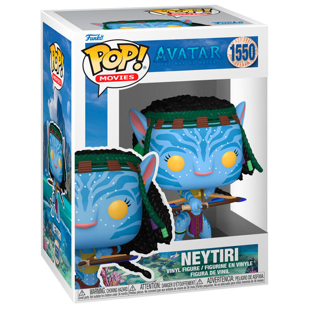 Figurine Funko POP Neytiri de 9cm issue du film Avatar The Way of Water, présentée dans sa boîte cadeau avec fenêtre transparente