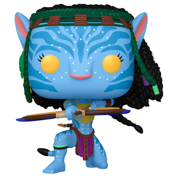 Vue rapprochée de la figurine Funko POP Neytiri en vinyle, détaillée et colorée, parfaite pour les collectionneurs d'Avatar