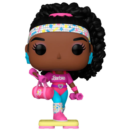 Vue rapprochée de la figurine Barbie Rewind Funko POP en vinyle, montrant les détails colorés