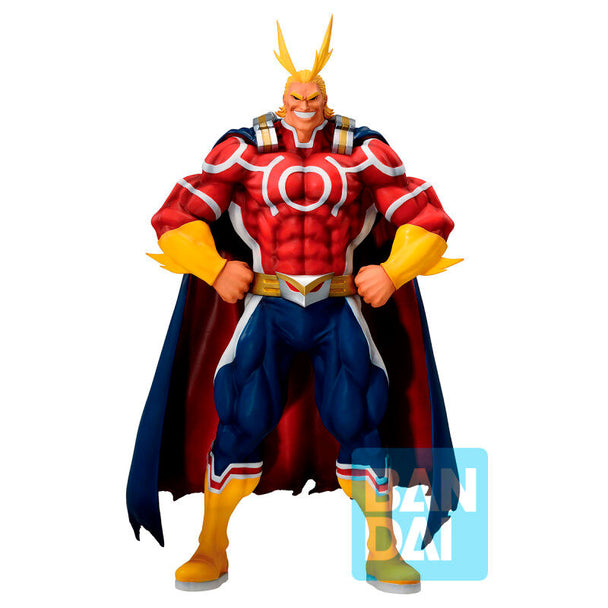 Figurine All Might de My Hero Academia en pose dynamique vue de face, hauteur 22cm