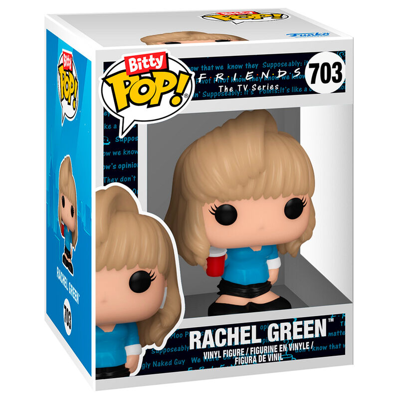 Vue rapprochée d’une figurine Bitty POP Rachel avec socle amovible transparent