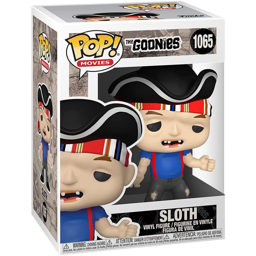Détail de la figurine Funko POP Sloth The Goonies, montrant les traits caractéristiques et les couleurs vives du personnage