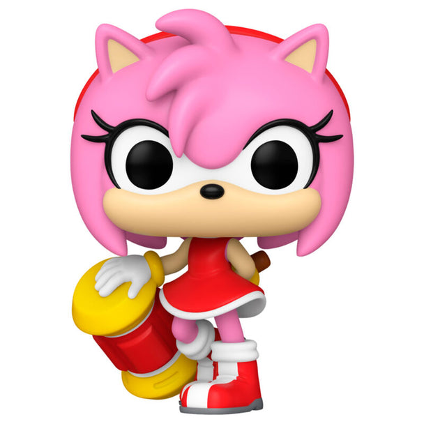 Détail de la figurine Funko POP Amy Sonic the Hedgehog montrant les couleurs vives et le design soigné.