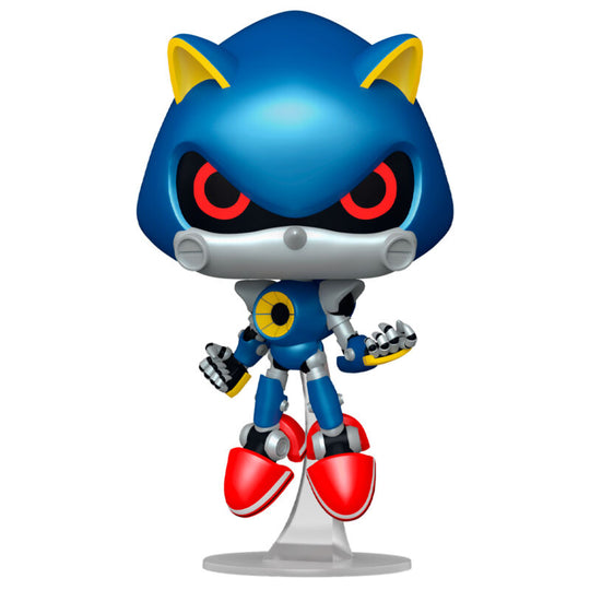 Vue rapprochée de la figurine Funko POP Metal Sonic montrant les détails précis et la finition brillante du personnage.