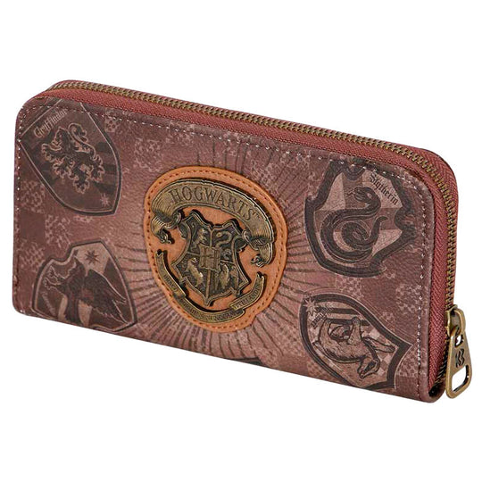 Portefeuille ouvert avec compartiments visibles pour cartes et billets, design Harry Potter Pride