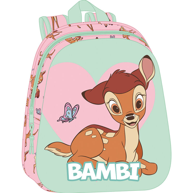 Sac à dos enfant Disney Bambi 3D de 33cm avec design thermoformé, poche latérale et bretelles rembourrées, marque SAFTA.