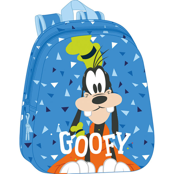 Sac à dos Disney Goofy 3D de 33 cm avec design thermoformé, poche latérale et bretelles rembourrées, idéal pour enfants.