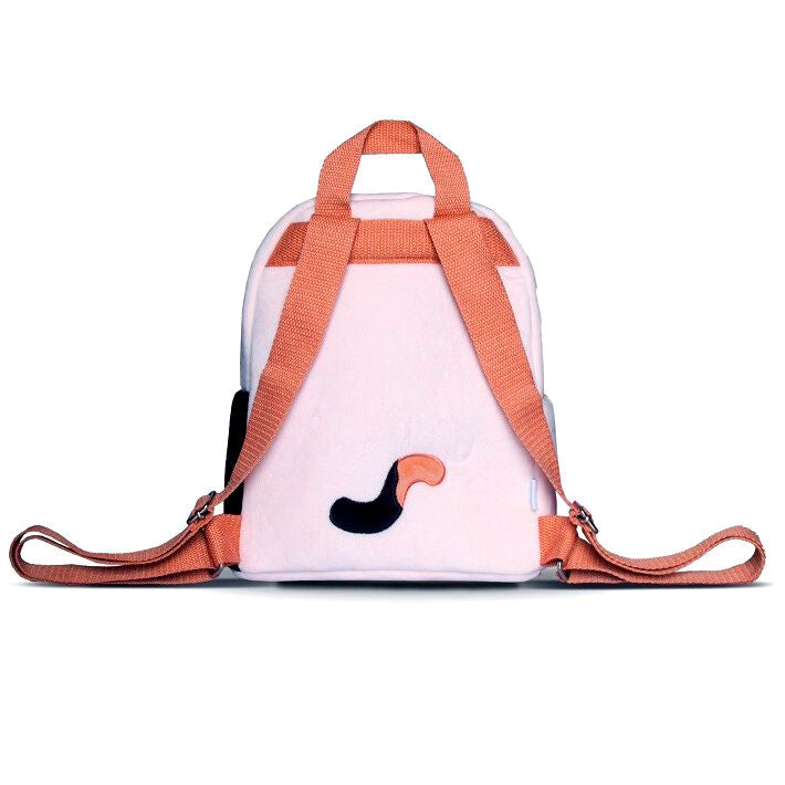 Vue de côté du sac à dos DIFUZED Squishmallows Cam montrant les bretelles ajustables et la texture peluche