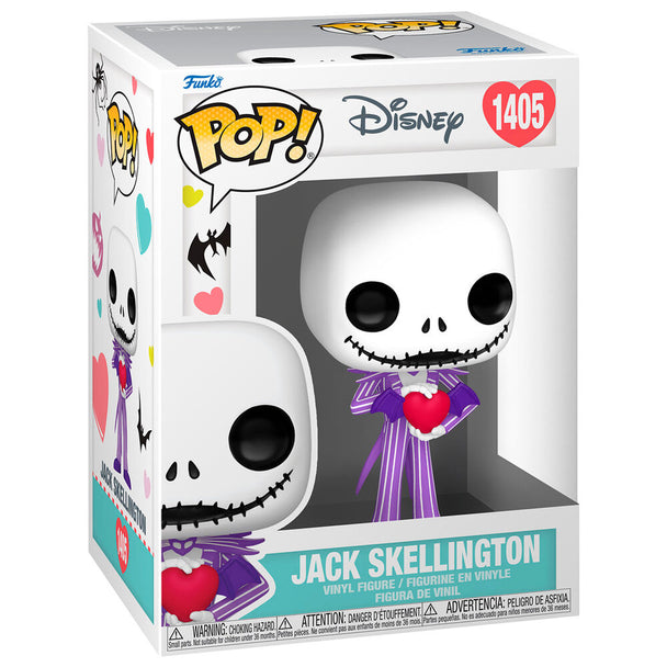 Détail de la figurine Funko POP Jack Skellington montrant ses traits caractéristiques et la boîte d'origine