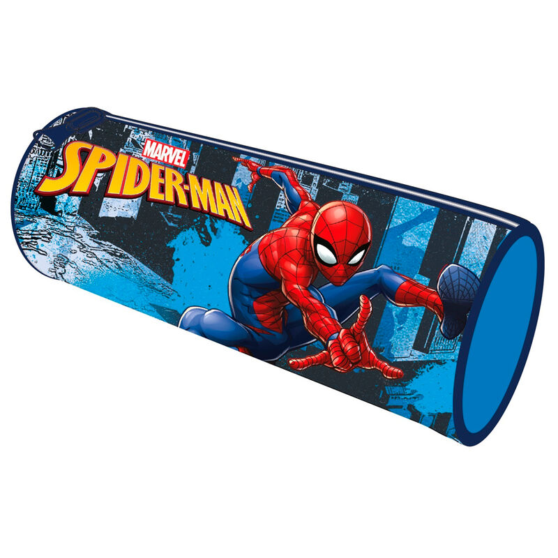 Trousse Spiderman Marvel rouge et bleue avec motif de l'homme-araignée, dimensions 23x8x8 cm, vue de face.