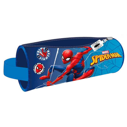 Trousse Spiderman Marvel rouge avec illustration du super-héros, dimensions 23x9x9cm, parfaite pour ranger stylos et crayons.