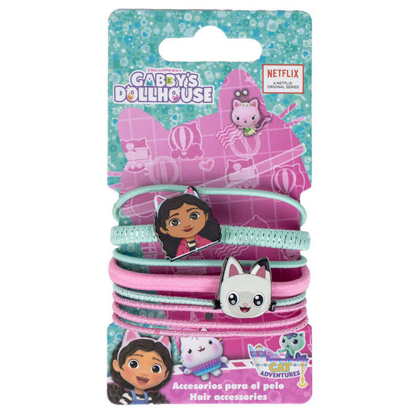 Set complet de 8 chouchous Gabby Doll House aux couleurs vives et variées, présentés sur fond blanc
