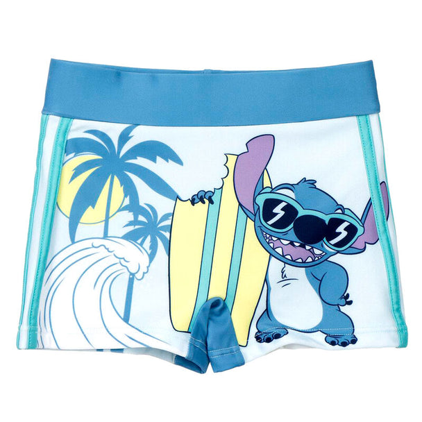 Vue de face du boxer de bain Disney Stitch CERDÁ pour enfant avec motif coloré de Stitch