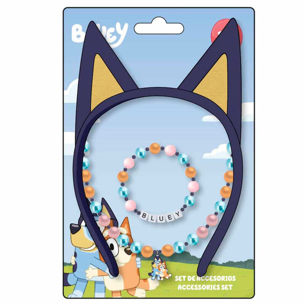 Set d'accessoires Bluey CERDÁ présenté sur fond blanc, dimensions 12,5x15x1cm.
