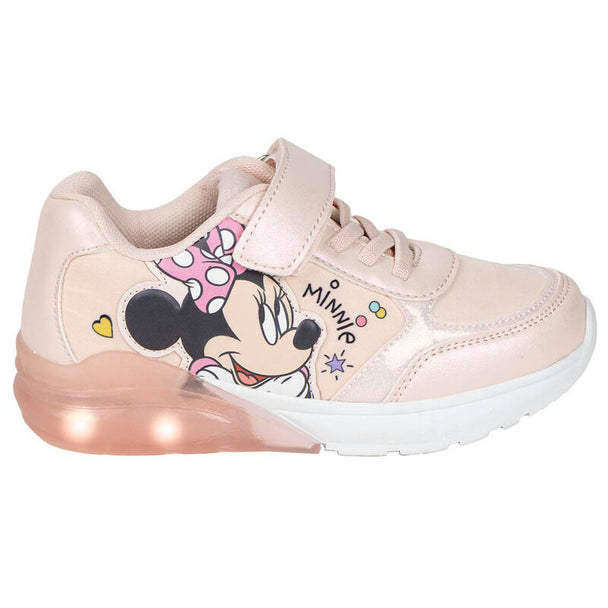 Baskets Minnie Disney lumineuses CERDÁ vue de profil avec détails des lumières et design coloré pour enfants