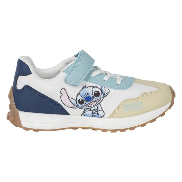 Vue de face des baskets Disney Stitch CERDÁ pour enfants, coloris bleu avec motif Stitch