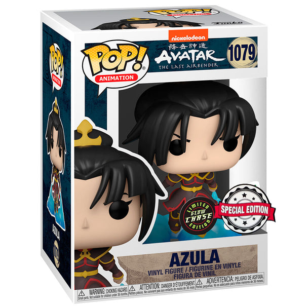 Figurine Funko POP exclusive Azula de Avatar the Last Airbender, 9 cm, présentée dans sa boîte vitrine.