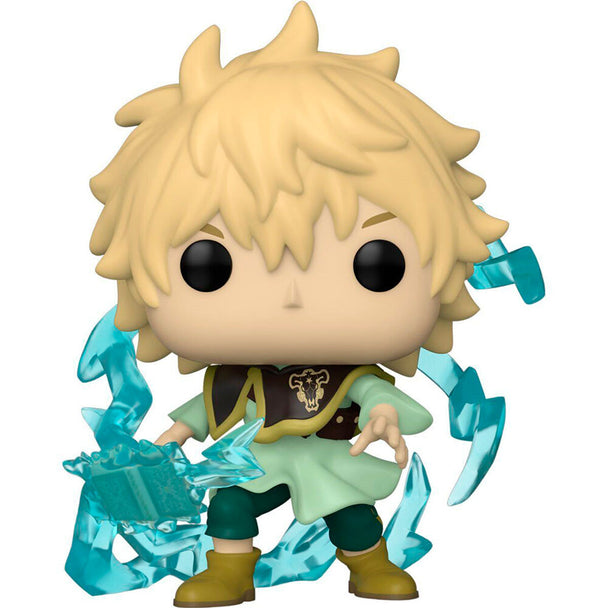 Vue détaillée de la figurine Funko POP Luck Voltia montrant les couleurs et le design fidèle au personnage de Black Clover