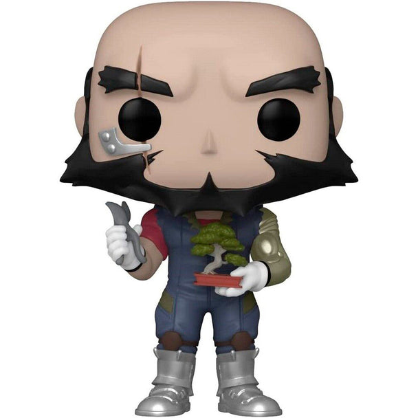 Figurine Funko POP Jet Black de Cowboy Bebop en vinyle, vue de face dans sa boîte vitrine de 9 cm