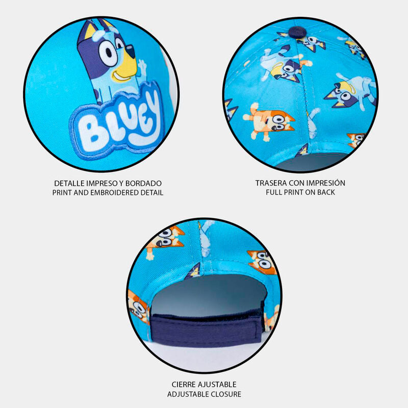 Détail de l'arrière de la casquette Bluey CERDÁ avec réglage de taille et logo imprimé