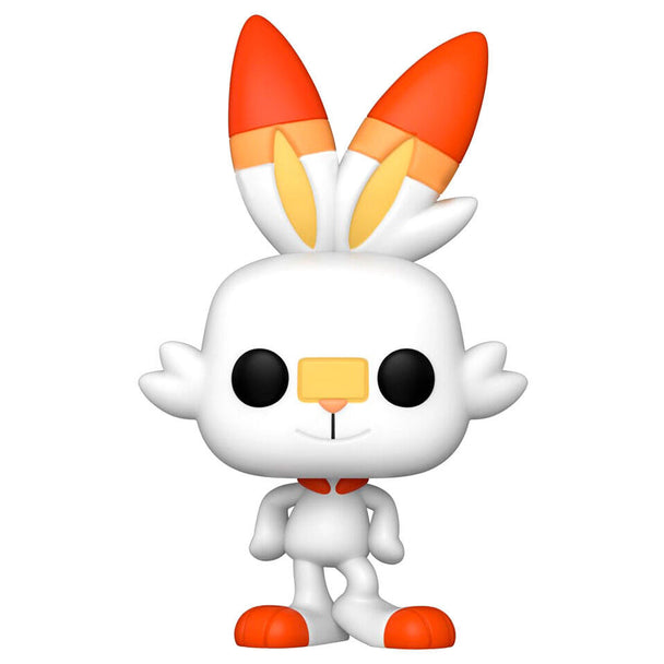 Figurine Funko POP officielle de Scorbunny, Pokémon type Feu, en vinyle de 9 cm dans sa boîte vitrine transparente