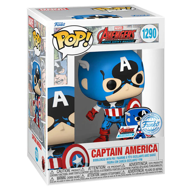 Figurine Funko POP Captain America exclusive Marvel Avengers en vinyle 9cm dans sa boîte fenêtre