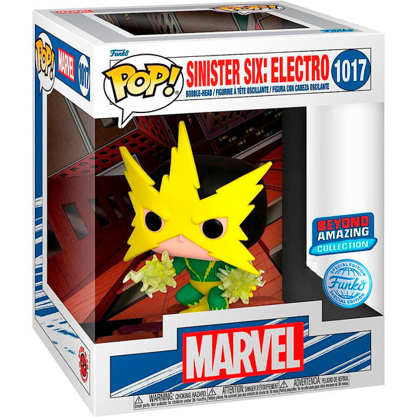 Vue arrière de la figurine POP Marvel Electro exclusive FUNKO montrant les couleurs vives et le design unique