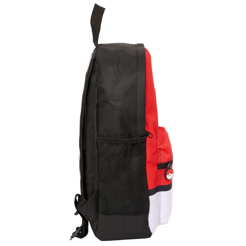Détail du dos rembourré et de la poignée supérieure du sac à dos Pokémon Pokéball SAFTA, parfait pour un port ergonomique
