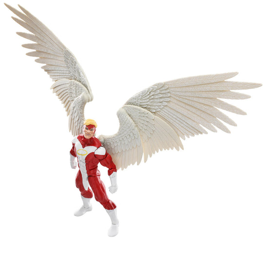 Figurine Marvel X-Men Angels posée sur un socle avec accessoires