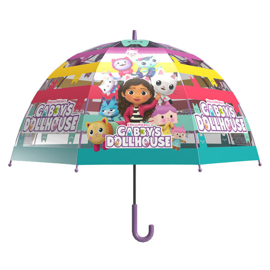Parapluie enfant transparent Gabby de 48 cm avec baleines en fibre de verre et poignée en crochet