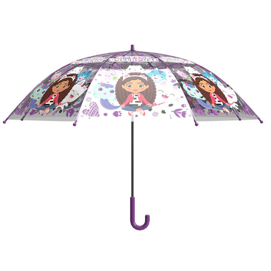 Parapluie Gabby 48 cm de couleur unie avec poignée en crochet, ouvert sous la pluie