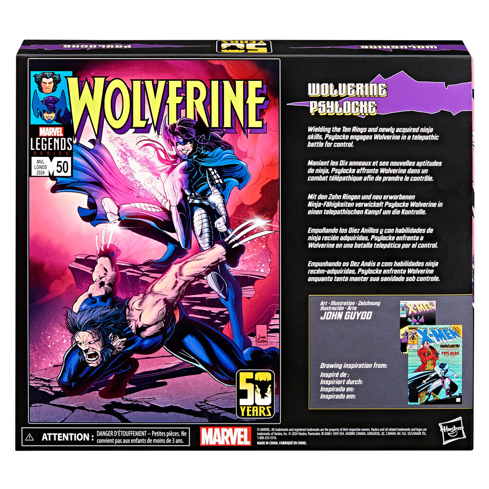 Emballage officiel HASBRO du pack figurines Wolverine Marvel Legends 15cm